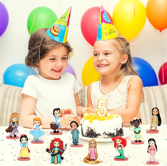 Cartoon Princess Action Figures Set, 11PCS Cute Princess Doll Figurines for Themed Party Decoration