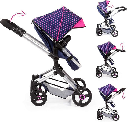 Bayer Design Baby Doll City Vario Pram, Blue Pink
