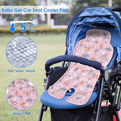 Gel Car Seat Cooler Pad, Summer Soft Breathable Cooling Pad Ice Cushion for Babies, Washable Summer Cooler Mat for Stoller, High Chair, Safety Seat