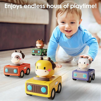 iPlay, iLearn Press and Go Car Toys for Toddlers 1-3 6-9-12-18 Months, 1st Birthday 1-2 Years