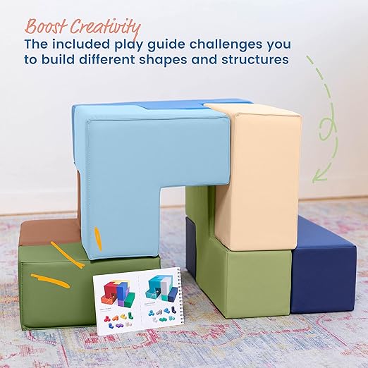 ECR4Kids SoftZone Brainy Building Blocks, Foam Puzzle 7-Piece