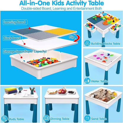 Kids Activity Table Toddlers Kids Table and Chair Set 152Pcs Large 3 4 5-10 Year