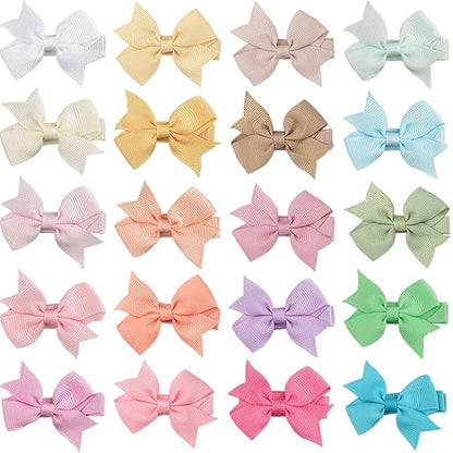 CLLOT Hair Clips, 20Pcs Tiny 2" Baby Hair Bows Fully