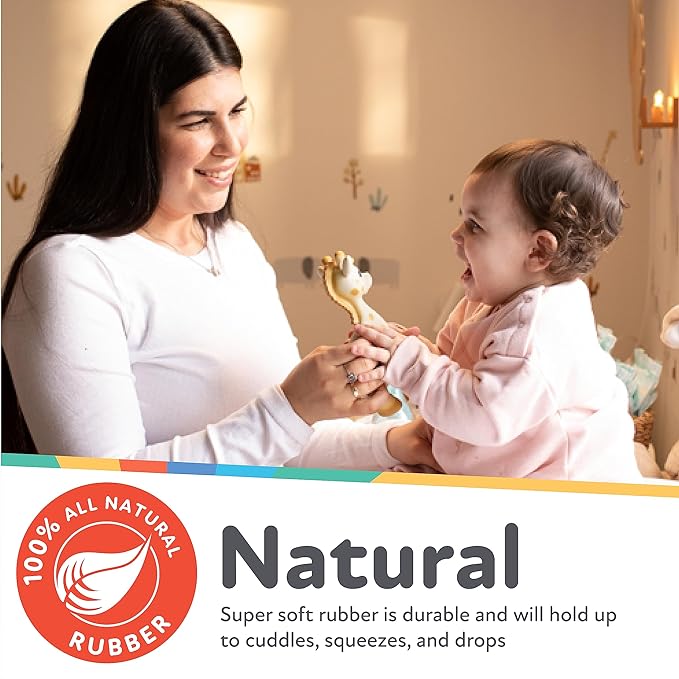Nuby Jackie The Giraffe Natural Rubber Baby Teether - 3+ Months
