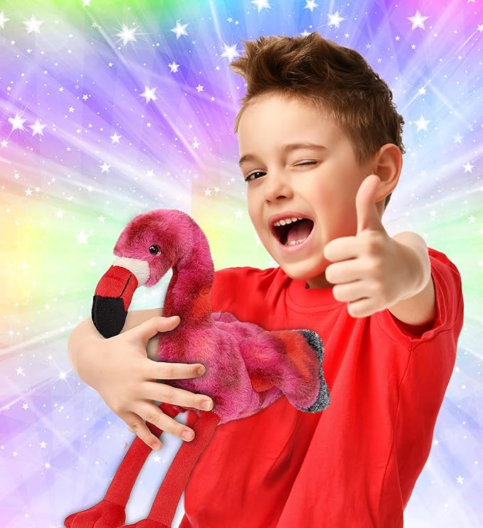 DolliBu Pink Tie-Dye Flamingo Super Soft Stuffed Animal, Cute Realistic Stuffed Animals for Girls 8 Inches