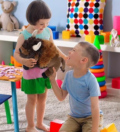 DolliBu Buffalo Super Soft Stuffed Animal, Cute Realistic Stuffed Animals for Girls 13 Inches