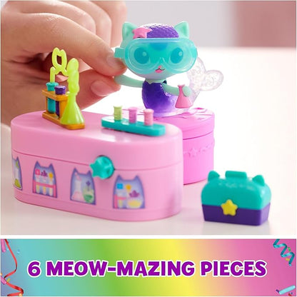 Gabby's Dollhouse, Celebration Series Mercat Bobble Figure with Dollhouse Furniture and Accessories 3 and