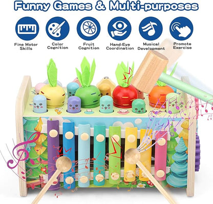 10 in 1 Montessori Toys for 1+ Year Old Wooden 1 2 3
