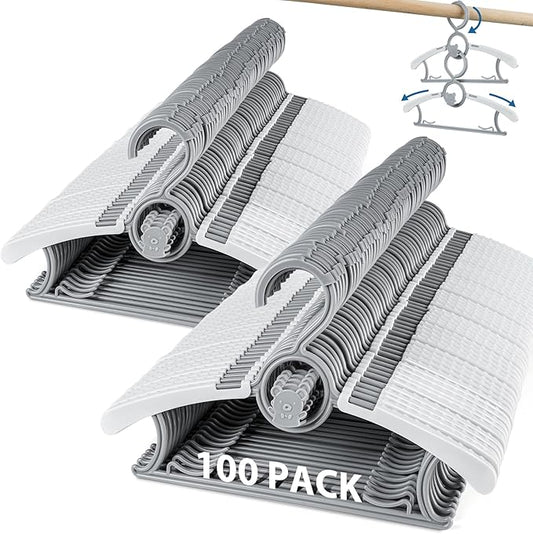 Baby Hangers 100 Pack Extendable Adjustable Kids Hangers, 11-14 Inches Non-Slip Plastic Toddler Hangers for Baby Kid Kids Children Infant Child,Stackable Kid Hangers for Closet Grey Bear
