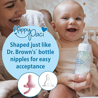Dr. Brown's HappyPaci 100% Silicone Baby Pacifier, Contoured One-Piece Design 0-6m, BPA-Free, 3 Pack