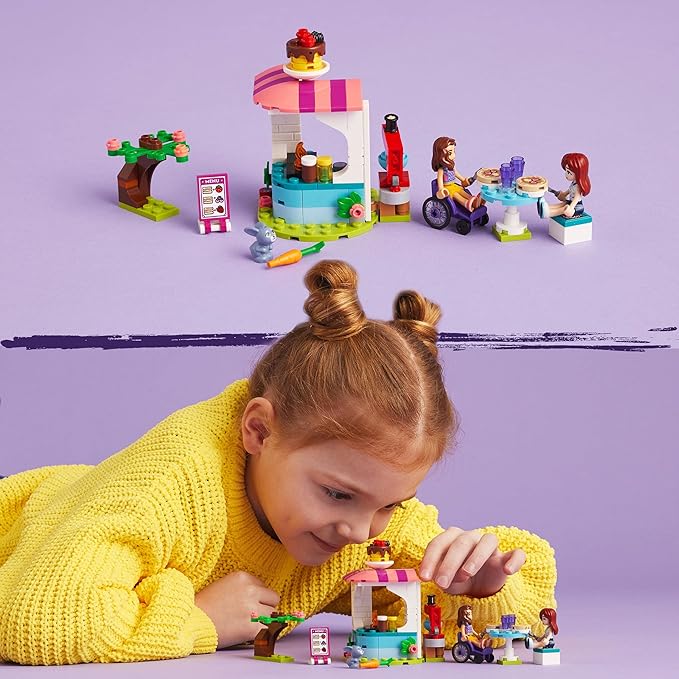 LEGO Friends 41753 Pancake Shop Set, Creative Toy for Boys and Girls from 6 Years with Paisley and Luna Mini Dolls and Rabbit Figure, Gift for Children
