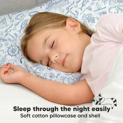 Toddler Pillow with Pillowcase - 13x18 My Little Dreamy Pillow, Organic Cotton Toddler Pillows for Sleeping, Kids Pillow, Travel Pillows, Mini Pillow, Nursery Pillow, Toddler Bed Pillow (Nautical)