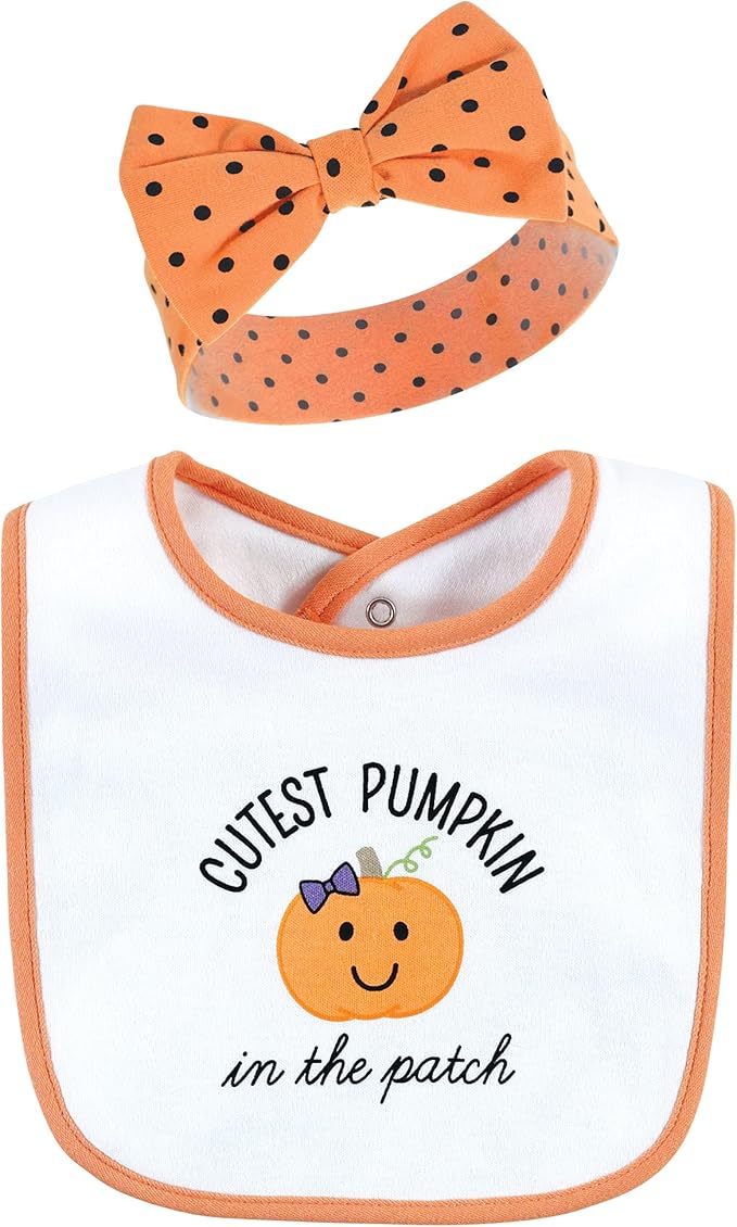 Hudson Baby Unisex BabyCotton Bib and Headband or Caps Set