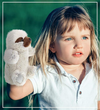 DolliBu Sloth Plush Hand Puppet For Kids - Soft Plush