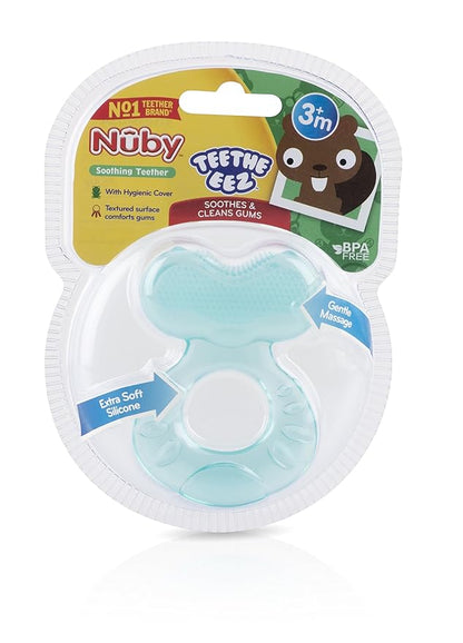 Nuby Silicone Teethe-EEZ Teether with Bristles, Includes Hygienic Case