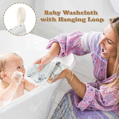 Zainpe 4Pcs Muslin Baby Hooded Towel & Washcloth Set Owl 31.5 x 31.5 in