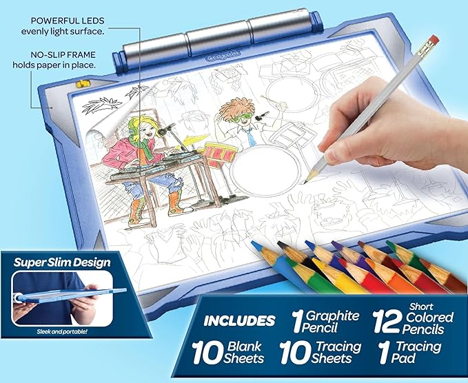 Crayola Light Up Tracing Pad - Blue, Tracing Light Box for Kids, Drawing Pad, Toys for Kids, Gift for Boys & Girls, Ages 6, 7, 8