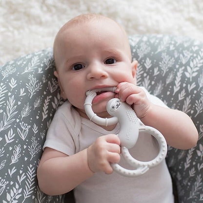 Dr. Brown's Flexees Gray Sloth, Soft 100% Silicone Baby Teether 3m+