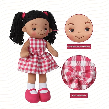 Linzy Toys, 16'' Crystal Soft Plush Black Rag Doll for Girl