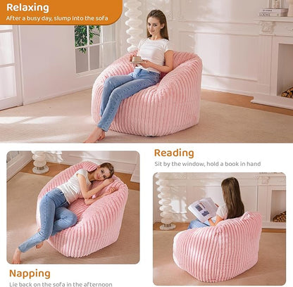 BYBYME Giant Bean Bag Chair for Adults and Kids, Large Comfy Cozy Beanbag, Floor Sofa for Teens, Living Room, Gaming, Reading