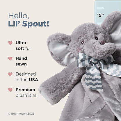 Bearington Baby Lil' Spout Snuggler, 15 Inch Gray Elephant Plush