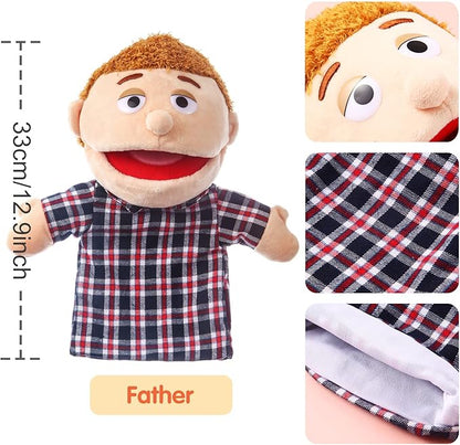 1 Pcs Family Hand Puppets 12 Inch Grandparents, Mom & Dad