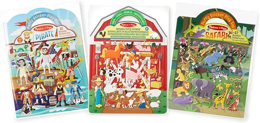 Melissa & Doug Puffy Sticker Play Sets - Safari, Pirate, On the Farm - Reusable Dress Up Doll Stickers, Restickable Puffy Sticker Book For Kids Ages 4+