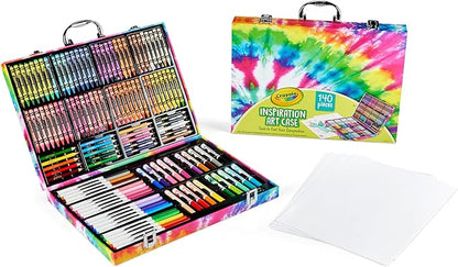 Crayola Inspiration Art Case Coloring Set - Tie-Dye (140ct), Art Set For Kids, Kids Art Supplies, Gift for Girls & Boys, Ages 5, 6, 7 [Amazon Exclusive]