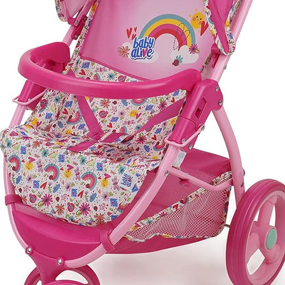 Baby Alive: Doll Jogging Stroller - Pink & Rainbow 24", Retractable 3+