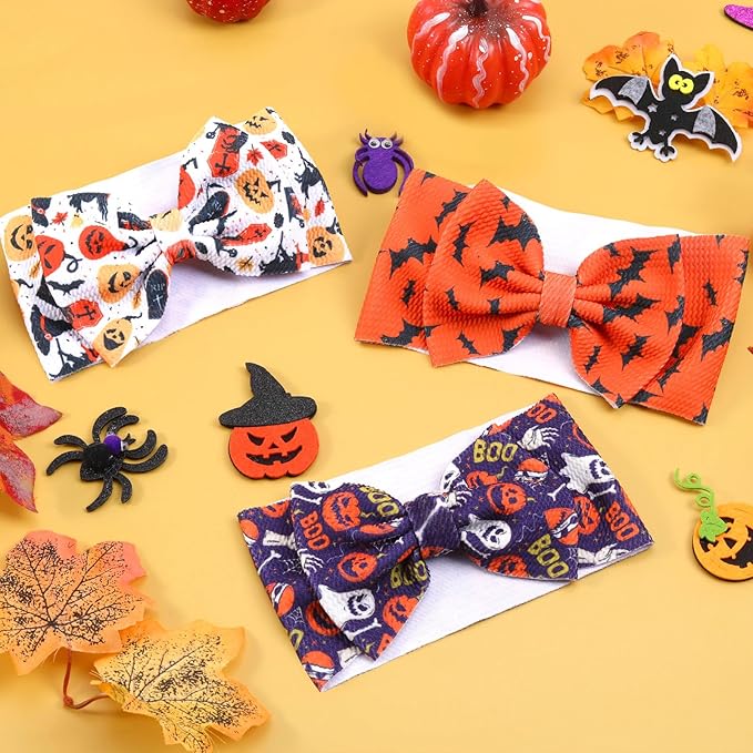 3pcs Halloween Headbands for Baby Girls, Trick or Treat Elastic