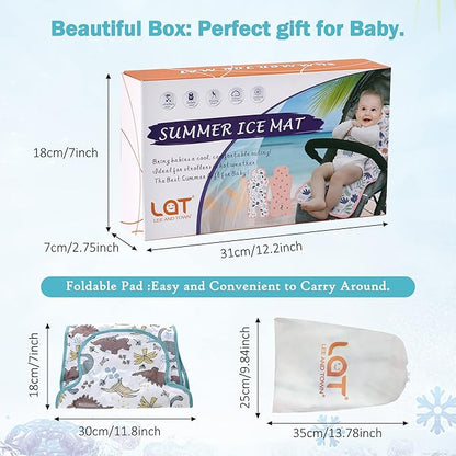 Gel Car Seat Cooler Pad,1 Pcak Double Sides-Universal Baby Stroller Ice Cushion,Summer Cooling Seat Liner,Multifunctional Suitable for Baby Dining Chair,Child Safety Seat(Dinosaur + Elephant)