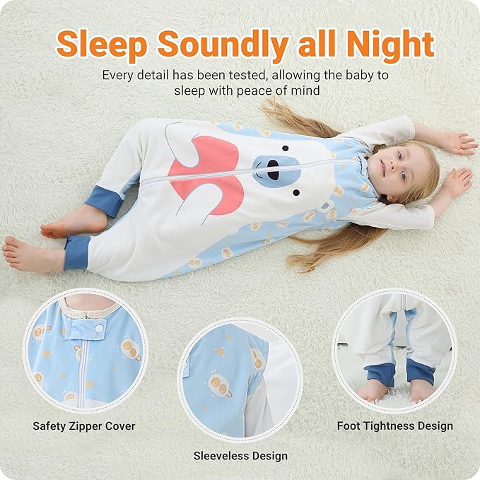 Baby Sleeping Sack Sleeveless, Toddler Sleeping Bag with Legs