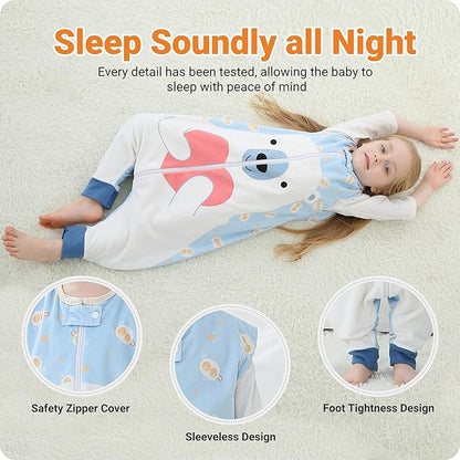 Baby Sleeping Sack Sleeveless, Toddler Sleeping Bag with Legs