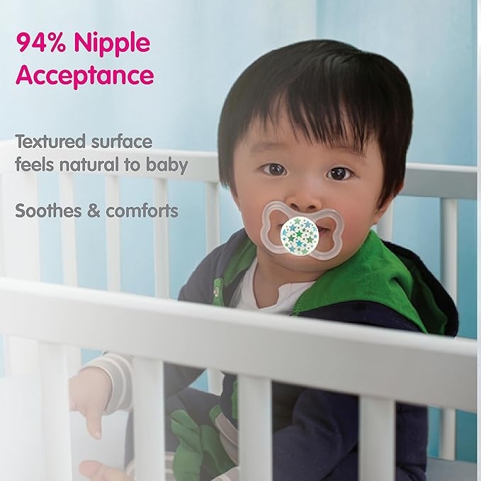 MAM Air Night & Day Baby Pacifier, for Sensitive Skin 6-16 Months, 4 Count