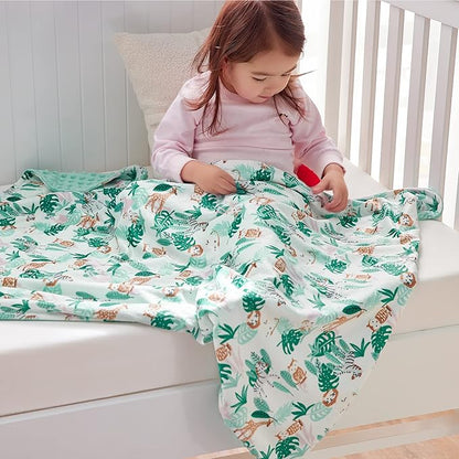 DaysU Silky Micro Soft Plush Baby Blankets for Boys with Print Animal Pattern and Soothing Raised Dots, Double Layer Bed Throws for Baby Crib 30x40 Inches
