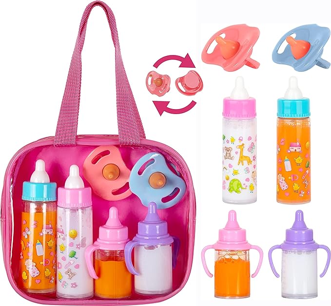 fash n kolor®, My Sweet Baby Disappearing Doll Feeding Set | Baby Care 6 Piece Doll Feeding Set for Toy Stroller 2 Milk 2 Toy