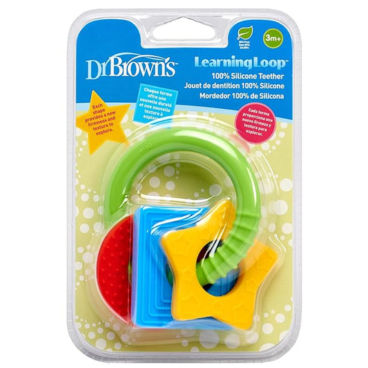 Dr. Brown's Learning Loop, Baby Teether Ring with Multiple Shapes & Textures 100% Silicone, 3m+