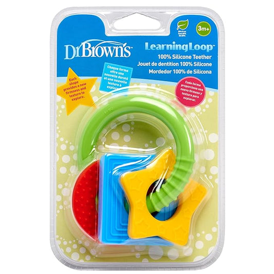 Dr. Brown's Learning Loop, Baby Teether Ring with Multiple Shapes & Textures 100% Silicone, 3m+
