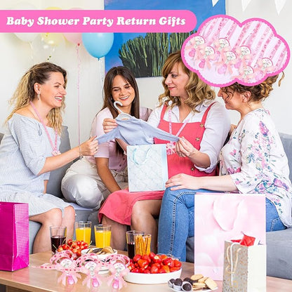 36 Pcs Baby Shower Pacifiers Necklace Girls Boys Elephant Acrylic Gender Reveal Baby Pacifiers for Baby Shower with Tags Decoration for Guests Gender Reveal Party Favors(Blue, Pink