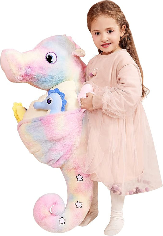 IKASA Giant Seahorse Stuffed Animal Plush Toy,30" Large Sea Horse Cute Jumbo Soft Toys