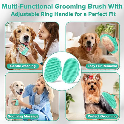 6PCS Pet Grooming Kit | Dog Washing Gloves | Dog Bath Brush | Dog Bath Gloves | Dog Shampoo Brush | Pet Grooming Gloves | Cat Bathing Supplies | Dog Bath Supplies (Green)