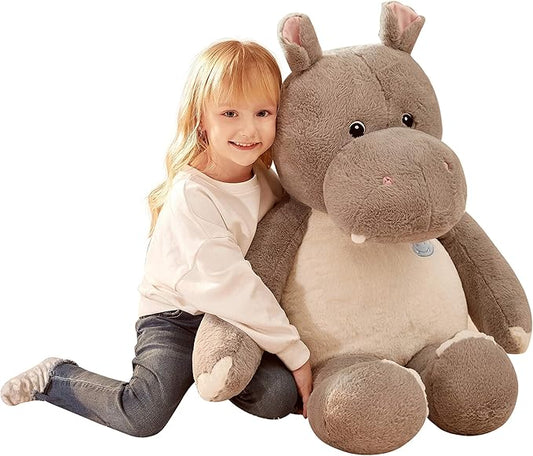 IKASA Giant Hippo Stuffed Animal - 30" Jumbo Plush Toy, Soft & Cute for Kids