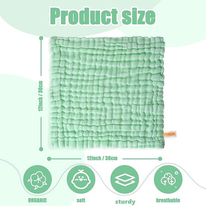 MUKIN Baby Washcloths - Soft Face Cloths for Newborn, Absorbent Bath Face Towels 6-12x12 inches