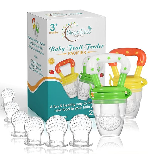 Baby Fruit Feeder Pacifier (2 Pack), Fresh Food Feeding Teether for Toddler