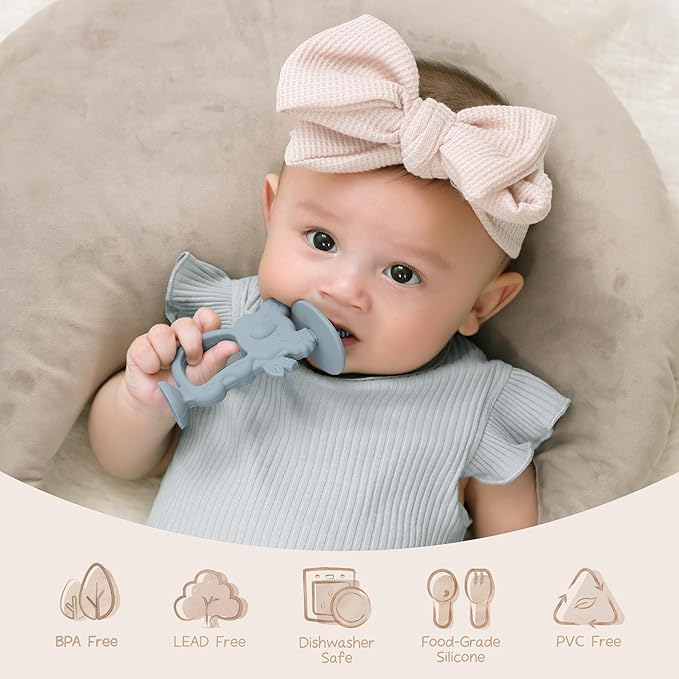 Moonkie Teething Toy, Safe & Easy to Hold BPA Free Silicone Teethers 360Â° Baby 6-12 Months