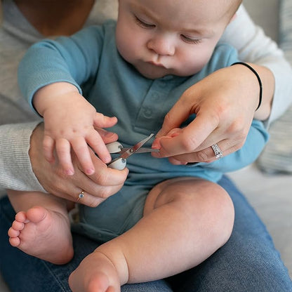 Dr. Brown's Safe Squeeze Nail Scissors with Rounded Blade Tip and 100% Silicone Handle for Infant & Baby