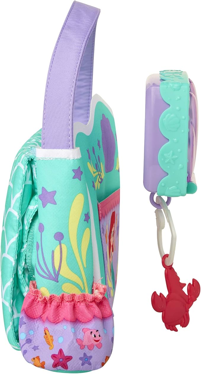 My Disney Nursery Baby Doll Accessories, Ariel Transforming 2-in-1 Diaper Bag & Changing Pad for Dolls Inspired by Disney The Little Mermaid! Pretend Wipes Toy Container