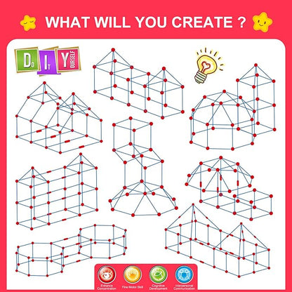 Fort Building Kit for Kids,STEM Construction Toys 4 5 6 7 8 9 10 11 12 Years Activity,140 Pcs,Original