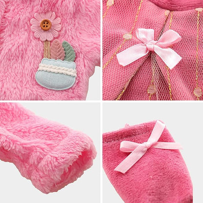 ENOCHT 3 Pieces Baby Doll Clothes Pink Dress with Coat 14-18 Inch 15 Inch