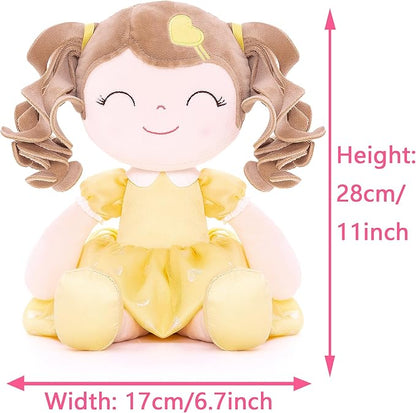 Gloveleya Baby Doll Gifts Plush Curly Girl Toys with Love 16" Yellow